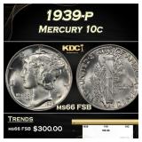 1939-p Mercury Dime 10c ms66 FSB SEGS