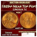 1929-p Lincoln Cent Near Top Pop! 1c ms67 rd SEGS