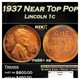 1937 Proof Lincoln Cent Near Top Pop 1c pr66+ rb S