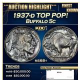1937-d Buffalo Nickel TOP POP! 5c ms68+ SEGS