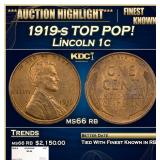 1919-s Lincoln Cent TOP POP! 1c ms66 rb SEGS