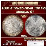 1891-s Morgan Dollar Toned Near Top Pop $1 ms67 SE