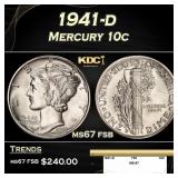 1941-d Mercury Dime 10c ms67 fsb SEGS