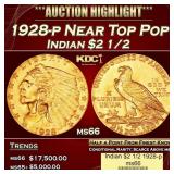 1928-p Gold Indian Quarter Eagle Near Top Pop! $2