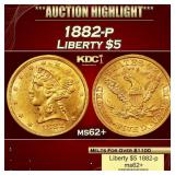 1882-p Gold Liberty Half Eagle $5 ms62+ USCG