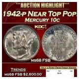 1942-p Mercury Dime Near Top Pop! 10c ms68 FSB SEG