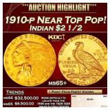 1910-p Gold Indian Quarter Eagle Near Top Pop! $2