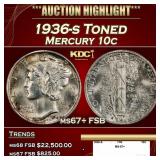 1936-s Mercury Dime Toned 10c ms67+ FSB SEGS