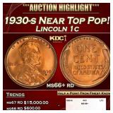 1930-s Lincoln Cent Near Top Pop! 1c ms66+ rd SEGS