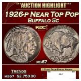 1926-p Buffalo Nickel Near Top Pop 5c ms67 SEGS