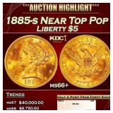 1885-s Gold Liberty Half Eagle Near Top Pop $5 ms6