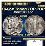 1942-p Mercury Dime Toned TOP POP! 10c ms68+ FSB S