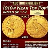 1910-p Gold Indian Quarter Eagle Near Top Pop! $2