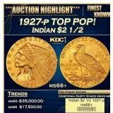 1927-p Gold Indian Quarter Eagle TOP POP! $2 1/2 m