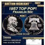 1957 Proof Franklin Half Dollar TOP POP! 50c pr69