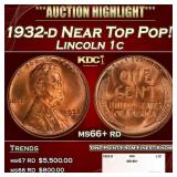 1932-d Lincoln Cent Near Top Pop! 1c ms66+ rd SEGS
