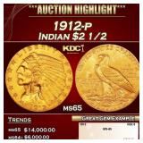 1912-p Gold Indian Quarter Eagle $2 1/2 ms65 SEGS