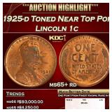 1925-d Lincoln Cent Toned Near Top Pop 1c ms65+ rd