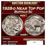 1928-d Buffalo Nickel Near Top Pop 5c ms66+ SEGS