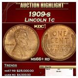 1909-s Lincoln Cent 1c ms66+ rd SEGS