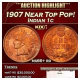 1907 Indian Cent Near Top Pop! 1c ms66+ rd SEGS