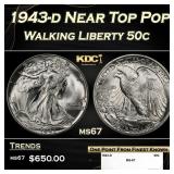 1943-d Walking Liberty Half Dollar Near Top Pop 50
