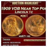 1909 VDB Lincoln Cent Near Top Pop 1c ms67+ rd SEG