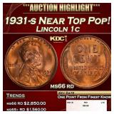 1931-s Lincoln Cent Near Top Pop! 1c ms66 rd SEGS