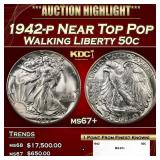 1942-p Walking Liberty Half Dollar Near Top Pop 50