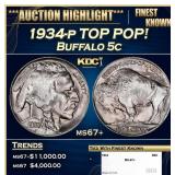 1934-p Buffalo Nickel TOP POP! 5c ms67+ SEGS