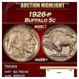 1926-p Buffalo Nickel 5c ms66+ SEGS
