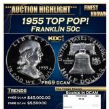 1955 Proof Franklin Half Dollar TOP POP! 50c pr69