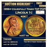 1956-p Lincoln Cent Colrofully Toned TOP POP! 1c m