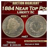 1884 Proof Liberty Nickel Near Top Pop 5c pr67 SEG