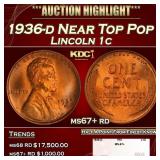 1936-d Lincoln Cent Near Top Pop 1c ms67+ rd SEGS