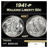 1941-p Walking Liberty Half Dollar 50c ms67 SEGS