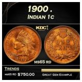 1900 Indian Cent . 1c Grades ms65 rd