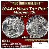 1944-p Mercury Dime Near Top Pop! 10c ms68 FSB SEG