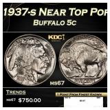1937-s Buffalo Nickel Near Top Pop 5c ms67 SEGS