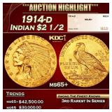 1914-d Gold Indian Quarter Eagle $2 1/2 ms65+ SEGS