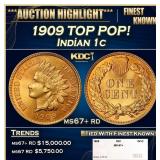 1909 Indian Cent TOP POP! 1c ms67+ rd SEGS