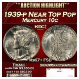 1939-p Mercury Dime Near Top Pop 10c ms67+ FSB SEG