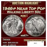 1946-p Walking Liberty Half Dollar Near Top Pop 50