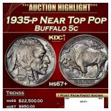 1935-p Buffalo Nickel Near Top Pop 5c ms67+ SEGS
