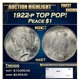 1922-p Peace Dollar TOP POP! $1 ms67 SEGS