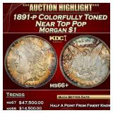 1891-p Morgan Dollar Colorfully Toned Near Top Pop