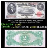 1917 $2 Large Size Legal Tender Note Thomas Jeffer