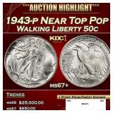 1943-p Walking Liberty Half Dollar Near Top Pop 50
