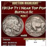 1913-p Ty I Buffalo Nickel Near Top Pop! 5c ms68 S