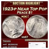 1923-p Peace Dollar Near Top Pop $1 ms67 SEGS